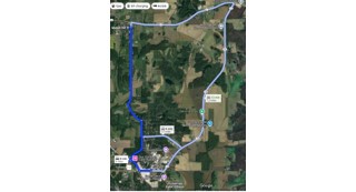 Google Maps showing multiple routes from Mariah Hill, Indiana to Sana Claus, Indiana
