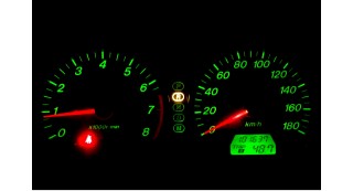 car dashboard showing reverse gear